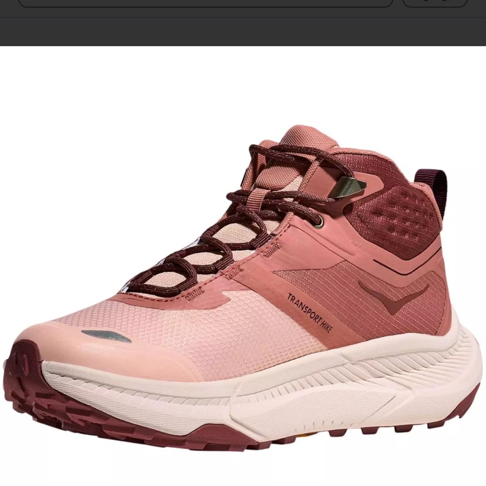 Hoka Women’s Transport Pink and Burgundy Trail Running Shoes